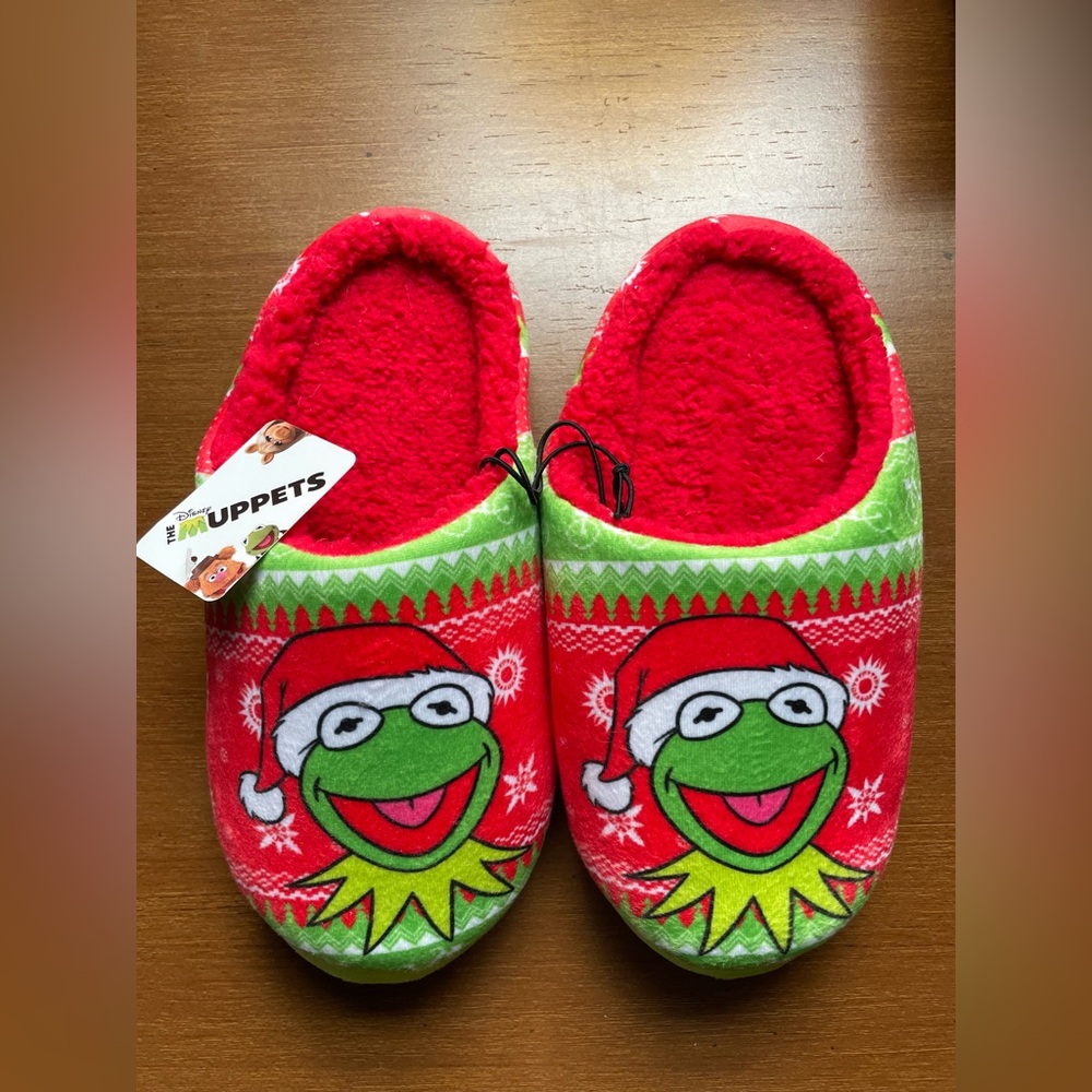 NEW LADIES Size SMALL / 7 DISNEY THE MUPPETS KERMIT THE FROG HOUSE SLIPPERS